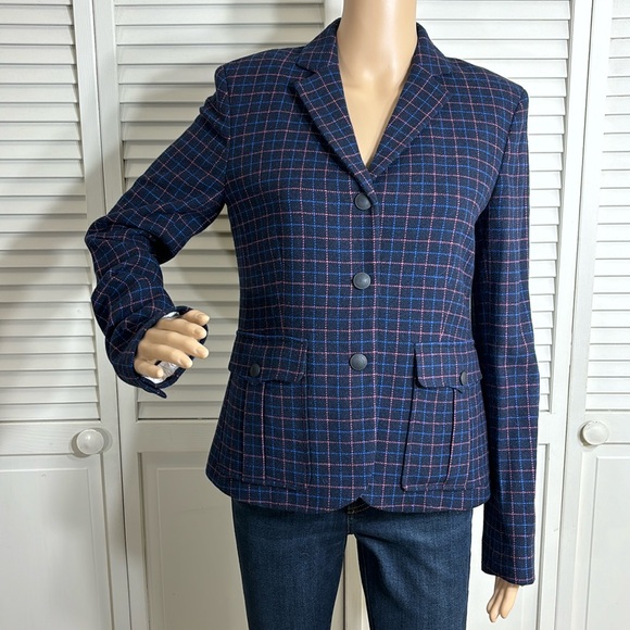 rag & bone Nancie Wool Blazer in Navy Check Size 4 - Picture 5 of 16